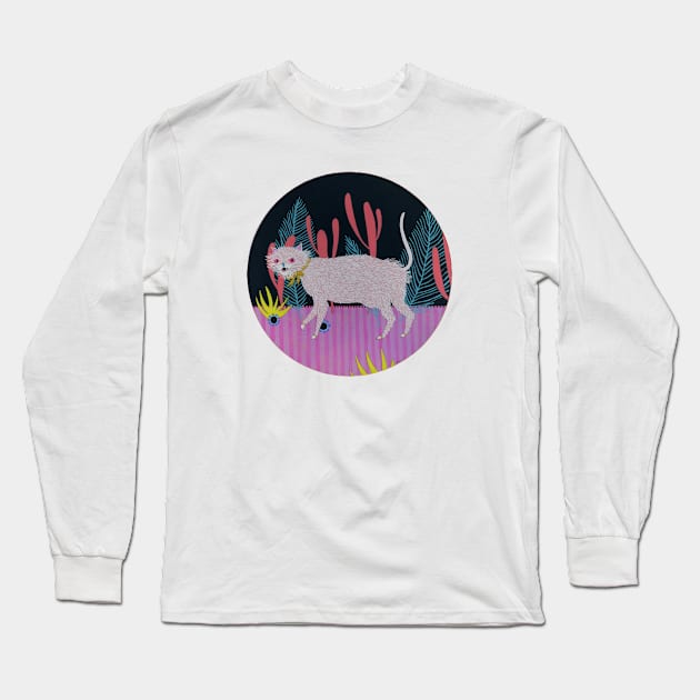 Nighttime Alley Cat Long Sleeve T-Shirt by jenniferdavisart